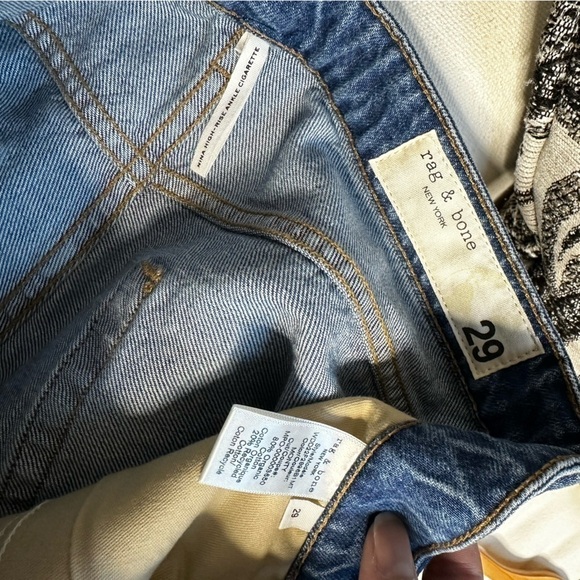 Rag & Bone Nina High Rise Straight Ankle Cigarette Cotton Raw Hem 29 Blue NWT - Picture 13 of 16